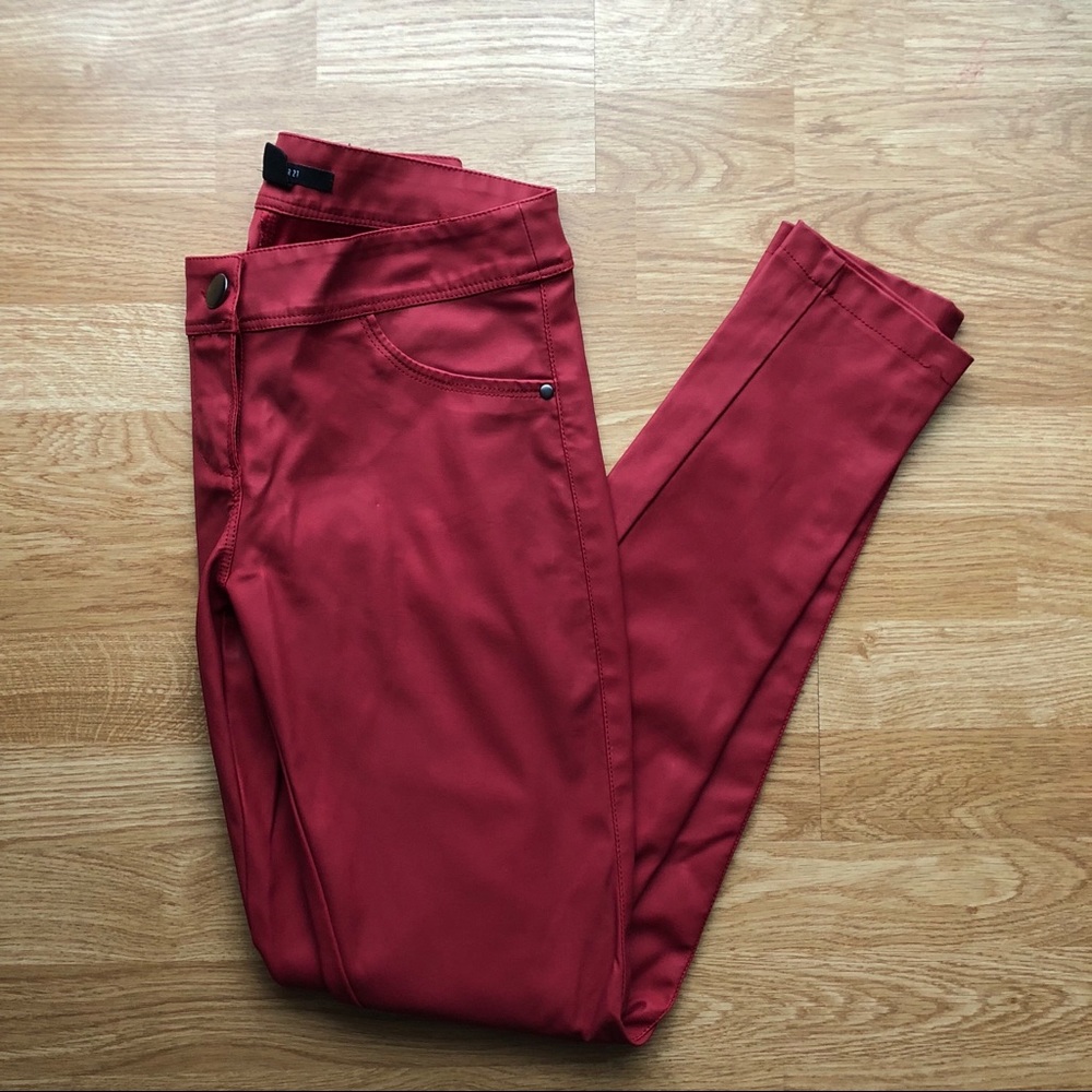 Faux Red Hot Leather Pants